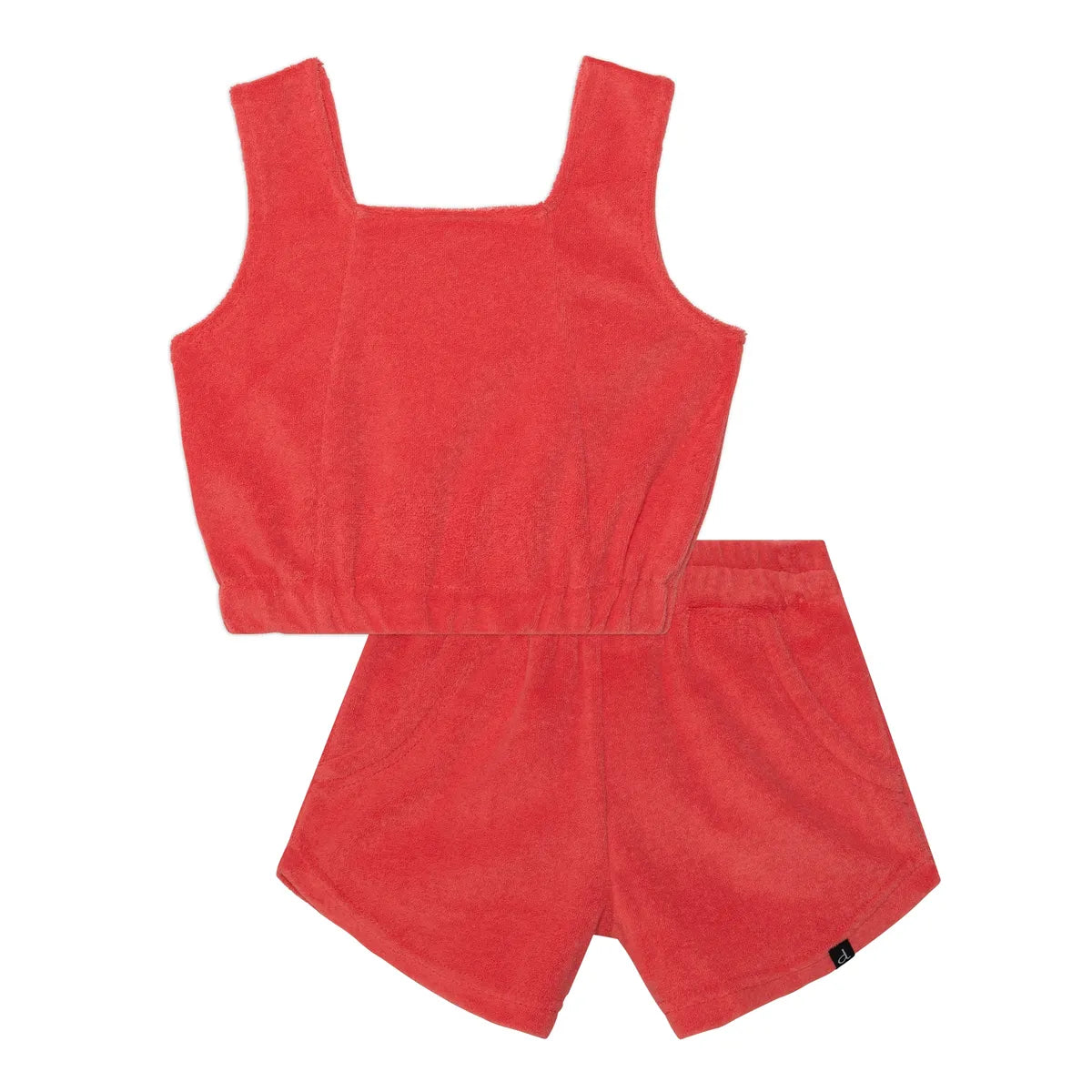 Tangerine Red Crop Top Short Set