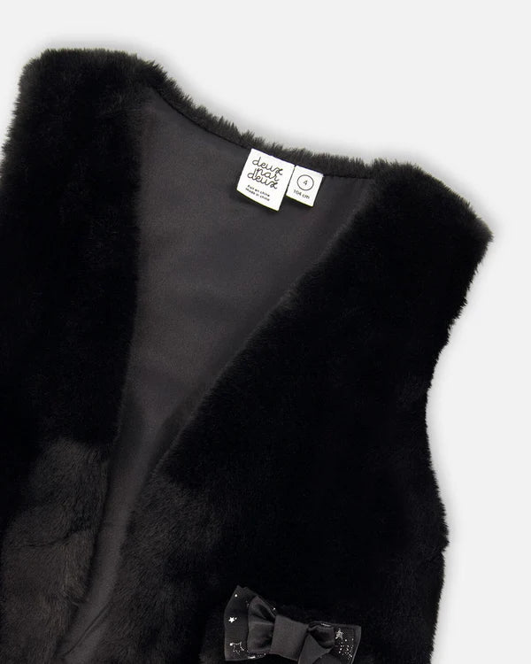 Classy Black Faux Fur Vest